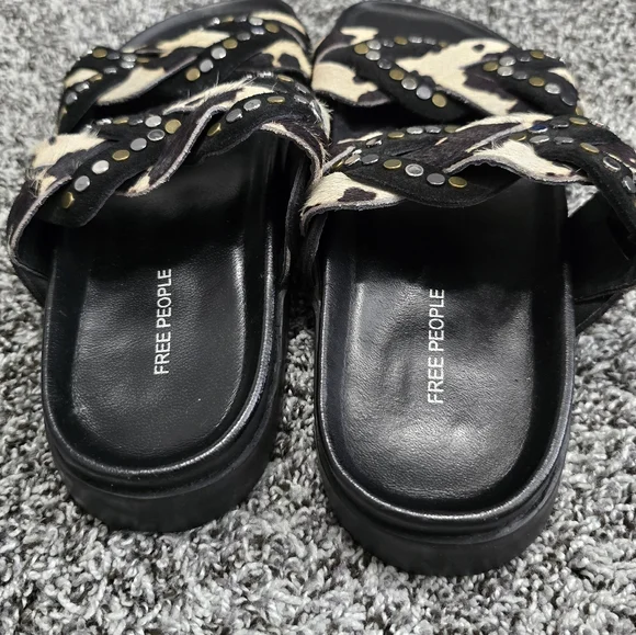 FREE PEOPLE Hair Hide Studded Sandals Cow Hair On - Picture 4 of 8